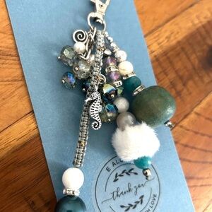 Handmade Seafoam Green and White Charm Keychain - Women Jewelry-handmade/EAlovey